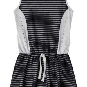Striped Black and Gray Dress for Girls