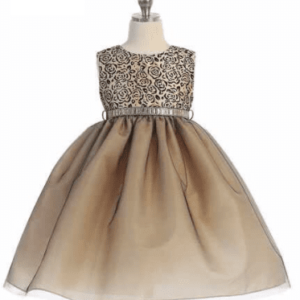 Taupe Black Rose Swirl Girl Dress