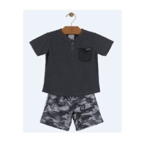 T-Shirt with Side Pocket and Short Set Clothes for Boys