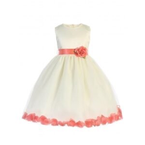 Crayon Kids Baby Girls White Pink Floating Petals Flower Girl Dress