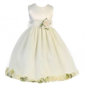 Crayon Kids Big Girls Ivory Petal Flower Girl Dress