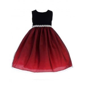 Crayon Kids Little Girls Red Bejeweled Waist Flower Girl Dress
