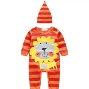 Tiger Striped Orange Baby Romper For 4 Months to 18 Months