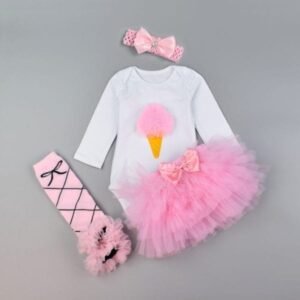 Baby Romper with Ice Cream Design Set 3 Months to 18 Months