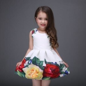 White Floral Fancy Dress for Girl